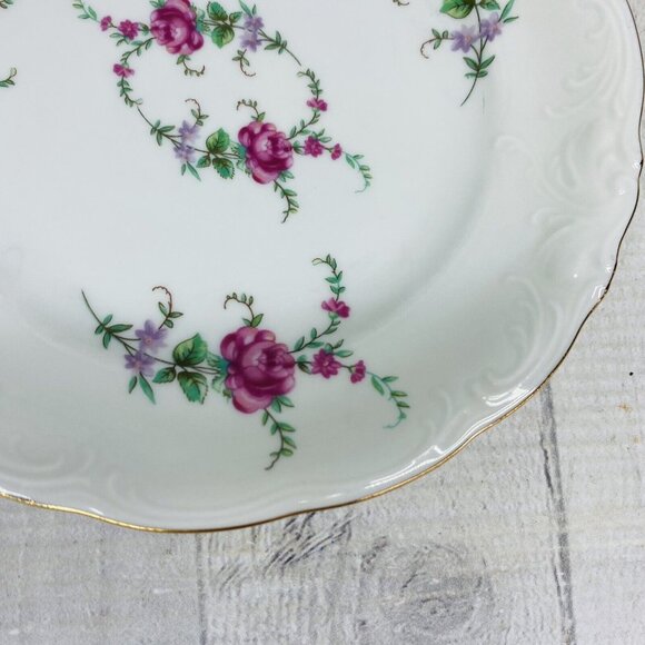 Royal Kent POLAND RKT3 Bavarian Rose Gold Trim Scallop China Salad Plates Set 4 - Picture 12 of 15